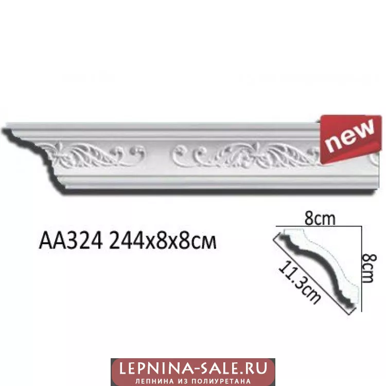 Потолочный плинтус с рисунком АА324 от Lepnina-Sale.ru