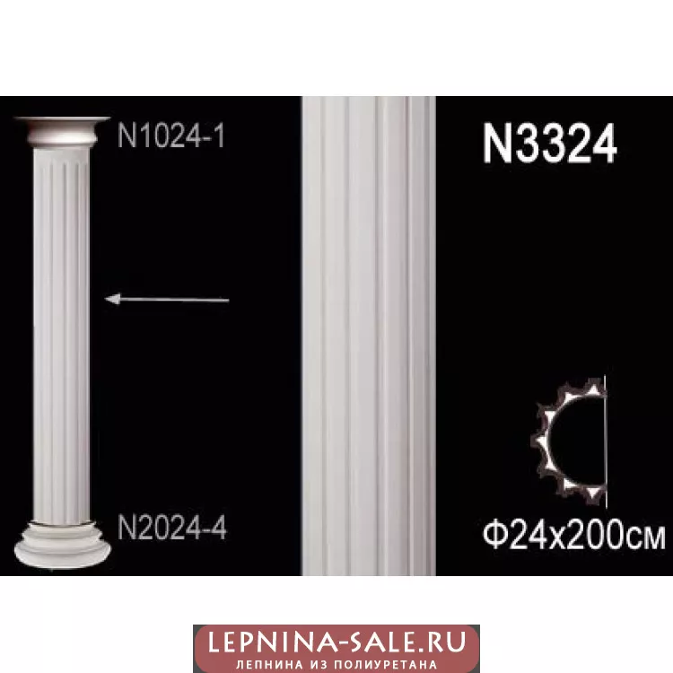 Полуколонна из полиуретана N3324 от Lepnina-Sale.ru