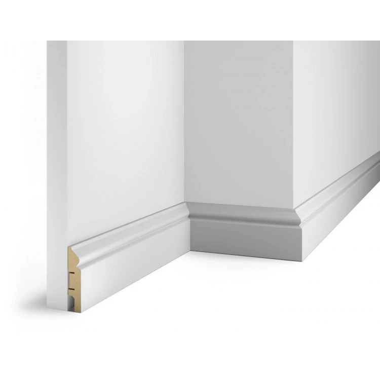 Плинтус AP05 под покраску, белый, 70x16x2400 мм, МДФ от Lepnina-Sale.ru